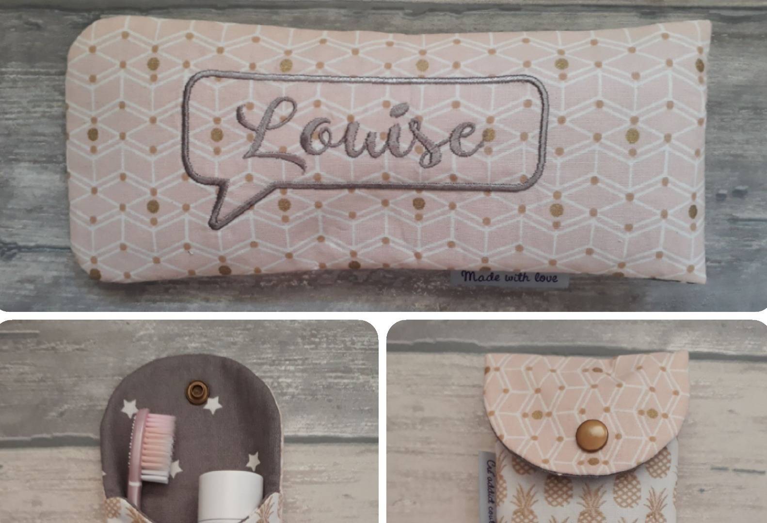 Lounamay Couture - étui brosse à dent - cadeau personnalisé - étui personnalisé - cadeau fait main - cadeau personnalisé